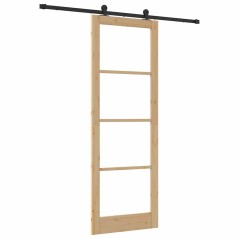 Porta scorrevole vidaXL con set di hardware 'ORKDAL'in legno massello e vetro