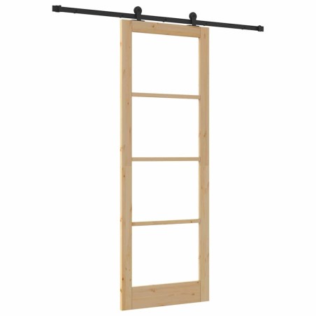 Porta scorrevole vidaXL con set di hardware 'ORKDAL'in legno massello e vetro
