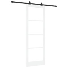 vidaXL Porta Scorrevole con Set di Fissaggi 'ORKDAL'Bianco Legno Massello & Vetro