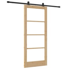 vidaXL Porta Scorrevole con Kit Ferramenta 'ORKDAL'in Legno Solido e Vetro