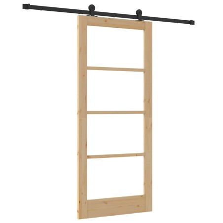 vidaXL Porta Scorrevole con Kit Ferramenta 'ORKDAL'in Legno Solido e Vetro