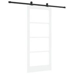 VidaXL Porta Scorrevole con Set di Hardware 'ORKDAL'Bianco in Legno Massello & Vetro