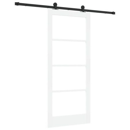 VidaXL Porta Scorrevole con Set di Hardware 'ORKDAL'Bianco in Legno Massello & Vetro