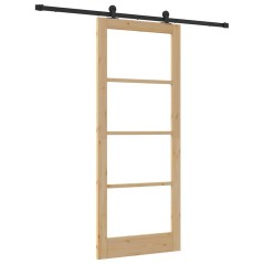 Porta Scorrevole vidaXL con Set di Componenti 'ORKDAL'Legno Massello e Vetro