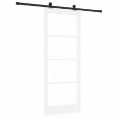 vidaXL Porta Scorrevole 'ORKDAL'Legno Massello Bianco e Vetro