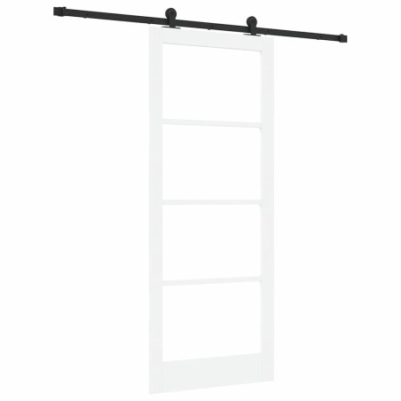vidaXL Porta Scorrevole 'ORKDAL'Legno Massello Bianco e Vetro