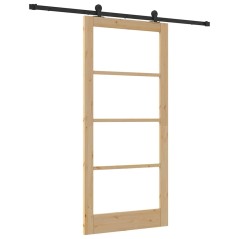 porta scorrevole vidaXL con set hardware 'ORKDAL'in legno massello e vetro
