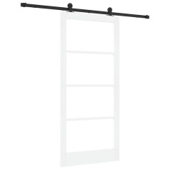 Porta Scorrevole vidaXL con Set di Ferramenta 'ORKDAL'Legno Solido Bianco & Vetro