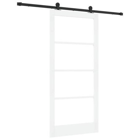 Porta Scorrevole vidaXL con Set di Ferramenta 'ORKDAL'Legno Solido Bianco & Vetro