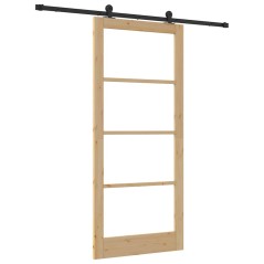 Porta scorrevole vidaXL con set di hardware 'ORKDAL'in legno massello e vetro