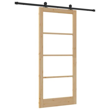 Porta scorrevole vidaXL con set di hardware 'ORKDAL'in legno massello e vetro