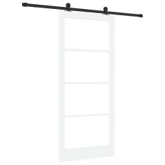 vidaXL Porta Scorrevole con Set di Accessori 'ORKDAL'Legno Massello Bianco & Vetro