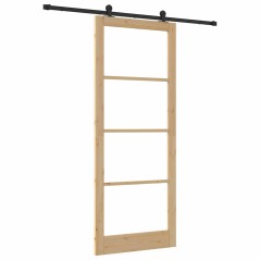 Porta Scorrevole vidaXL con Set Hardware 'ORKDAL'Legno Massello e Vetro