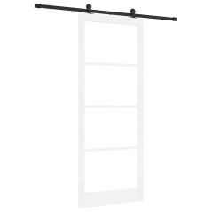 Porta Scorrevole vidaXL con Set Hardware 'ORKDAL'Bianca in Legno Massello e Vetro
