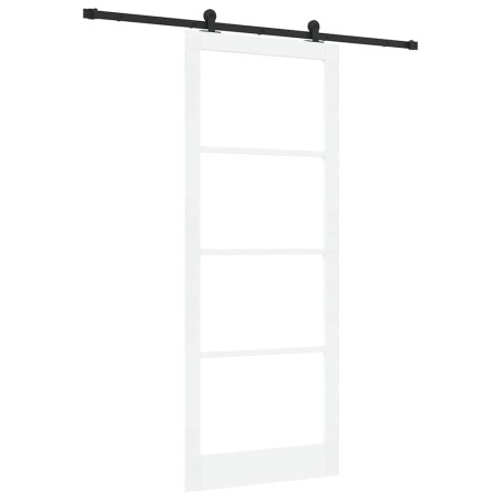 Porta Scorrevole vidaXL con Set Hardware 'ORKDAL'Bianca in Legno Massello e Vetro