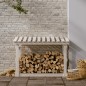 Portalegna Bianco 108x64,5x77 cm in Legno Massello di Pino Portalegna Bianco 108x64,5x77 cm in Legno Massello di Pino
