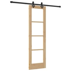 Porta scorrevole vidaXL con set hardware 'ORKDAL'in legno massello e vetro