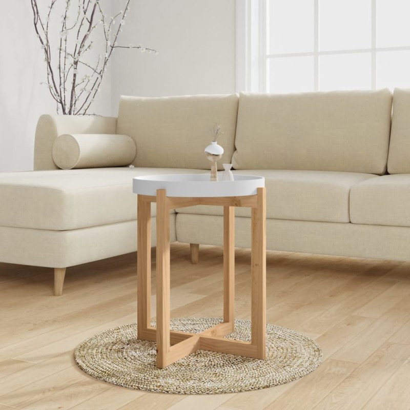 Tavolino Bianco 41x41x48,5cm Legno Multistrato e Massello Pino Tavolino Bianco 41x41x48,5cm Legno Multistrato e Massello Pino