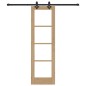 Porta scorrevole vidaXL con set hardware 'ORKDAL'in legno massello e vetro Porta scorrevole vidaXL con set hardware 'ORKDAL'in legno massello e vetro