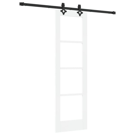 Porta Scorrevole vidaXL con Set di Ferramenta "ORKDAL" Bianco in Legno Massello e Vetro