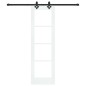 Porta Scorrevole vidaXL con Set di Ferramenta "ORKDAL" Bianco in Legno Massello e Vetro