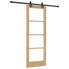 Porta scorrevole vidaXL con set hardware 'ORKDAL'Legno massello e vetro