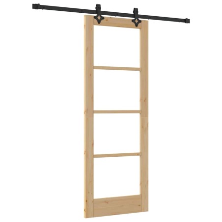 Porta scorrevole vidaXL con set hardware 'ORKDAL'Legno massello e vetro