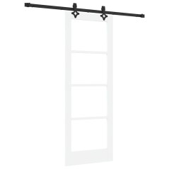 vidaXL Set Porte Scorrevoli Set di 2 Bianco e nero Vetro trasparente 4mm