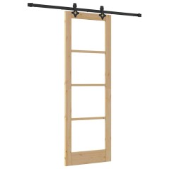 Porte Scorrevoli vidaXL con Set Hardware 'ORKDAL'in Legno Massello e Vetro
