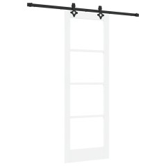 Porta Scorrevole vidaXL con Set Hardware 'ORKDAL'Bianco in Legno Massello e Vetro