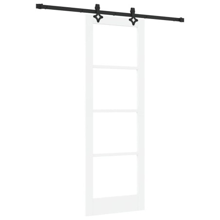Porta Scorrevole vidaXL con Set Hardware 'ORKDAL'Bianco in Legno Massello e Vetro