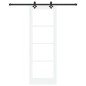 Porta Scorrevole vidaXL con Set Hardware 'ORKDAL'Bianco in Legno Massello e Vetro