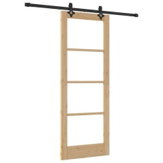 Porta Scorrevole vidaXL con Set Hardware "ORKDAL" Legno Massello & Vetro