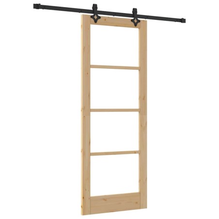 Porta Scorrevole vidaXL con Set Hardware "ORKDAL" Legno Massello & Vetro