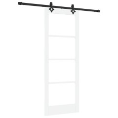 vidaXL Porta scorrevole con set hardware 'ORKDAL'Bianco Legno Massello e Vetro