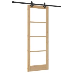 Set di Porte Scorrevoli vidaXL con Hardware 'ORKDAL'Legno Massello e Vetro