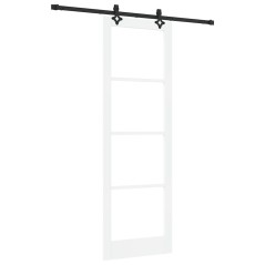 Porta Scorrevole vidaXL con Set Hardware 'ORKDAL'Bianco Legno Massello & Vetro
