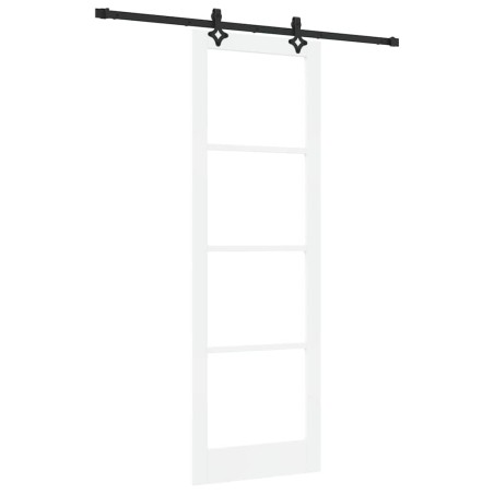 Porta Scorrevole vidaXL con Set Hardware 'ORKDAL'Bianco Legno Massello & Vetro