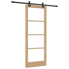 Set di Porta Scorrevole con Hardware 'ORKDAL'in Legno Massello e Vetro
