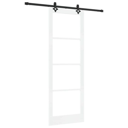 Porta Scorrevole vidaXL con Kit Hardware "ORKDAL" Legno Massello e Vetro Bianco