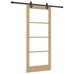 Porta Scorrevole vidaXL con Set Hardware 'ORKDAL'Legno Massello e Vetro