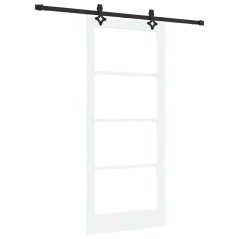 Porta Scorrevole vidaXL con Kit di Fissaggi "ORKDAL" in Legno Massello Bianco e Vetro