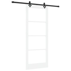 Set Porta Scorrevole vidaXL con Hardware 'ORKDAL'Bianco in Legno Massello e Vetro