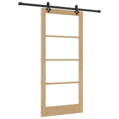 Porta scorrevole vidaXL con set di hardware 'ORKDAL'in legno massello e vetro