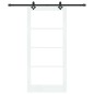 Porta Scorrevole con Set di Accessori 'ORKDAL'in Legno Massello Bianca e Vetro Porta Scorrevole con Set di Accessori 'ORKDAL'in Legno Massello Bianca e Vetro
