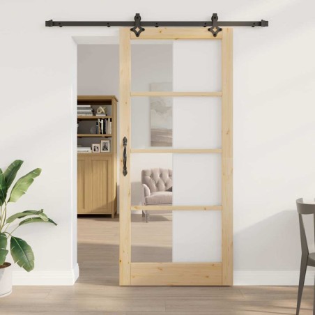 Porta scorrevole vidaXL con kit hardware 'ORKDAL'in legno massello e vetro