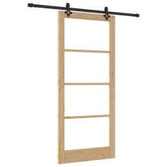 Porta scorrevole vidaXL con kit hardware 'ORKDAL'in legno massello e vetro