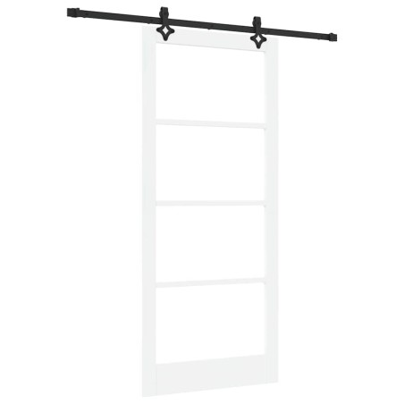 Set porta scorrevole vidaXL con hardware "ORKDAL" Bianco Legno Massello & Vetro