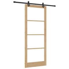 Porta scorrevole vidaXL con set di ferramenta 'ORKDAL'Legno massello e vetro