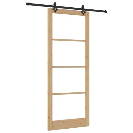 Porta scorrevole vidaXL con set di ferramenta 'ORKDAL'Legno massello e vetro